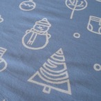 ブロックプリント生地【50cm単位】インド綿  Winter(雪だるま) 水色 #44710-BL1