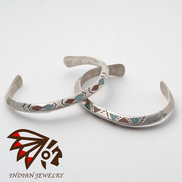 【INDIAN JEWELRY(インディアンジュエリー)】Navajo Tip Inlay Bangle by Ray.B ナバホ チップインレイ バングル Ray.B作