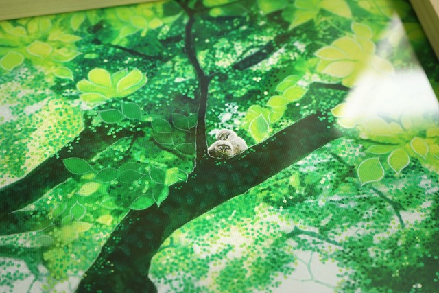 動物画国際コンクール最優秀賞受賞作「Mother Tree」複製画　能登ヒバ額限定５作品