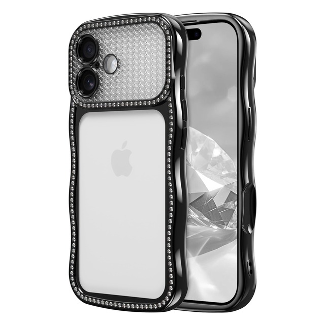 ZTOFERA for iPhone 16 ケース, クリアダイヤモンド スマホケース, 黒