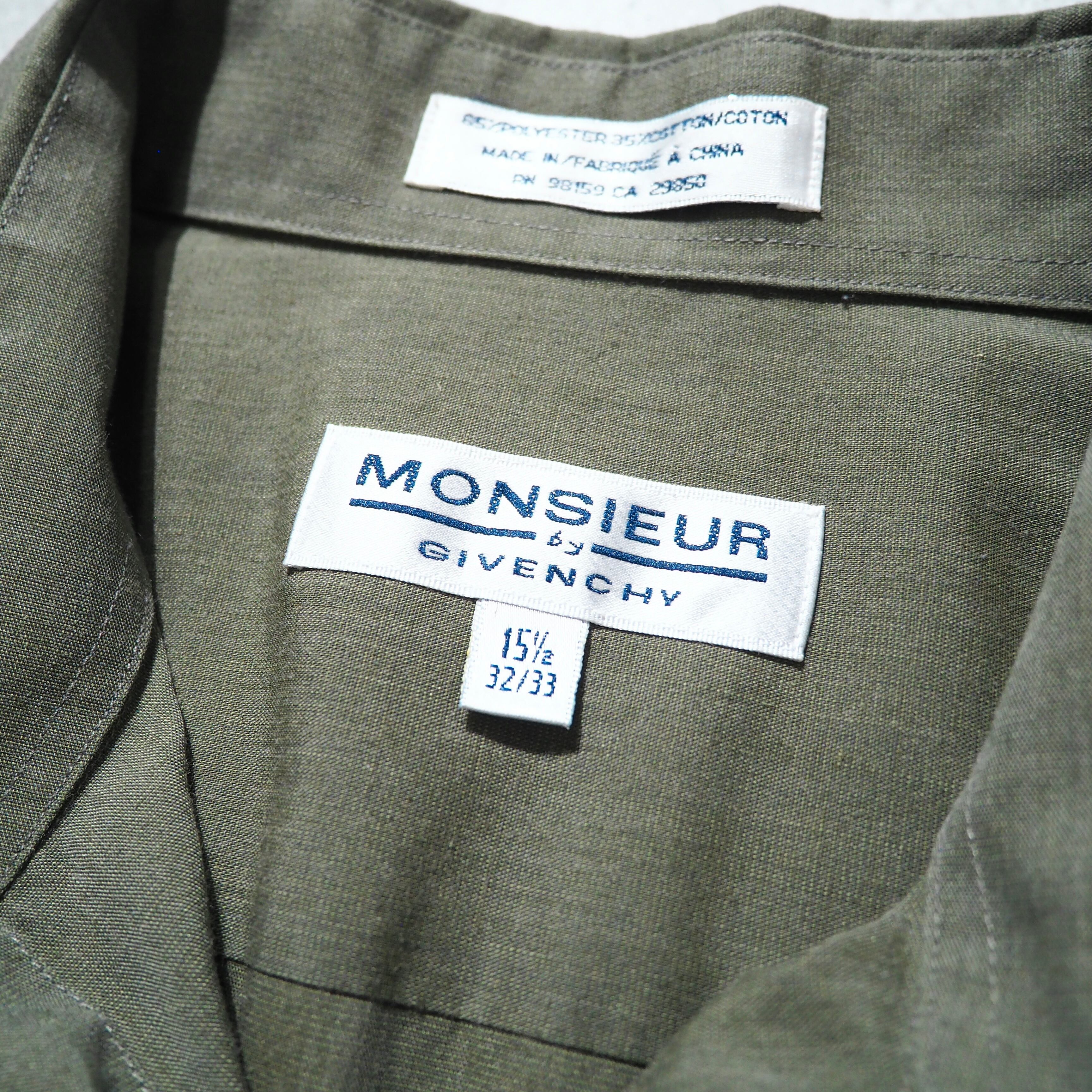 1990s " Monsieur by GIVENCHY " Beautiful Moss green color vintage Dress shirt