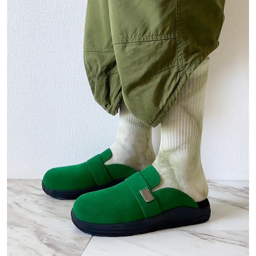 TOM WOOD × SUICOKE green suede leather mule sandal | protocol