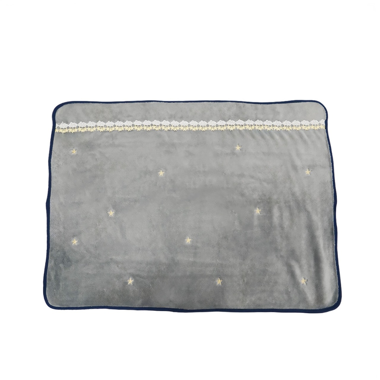 【近沢レース】巾着ポーチ付きブランケット　夢喰いバク（グレー）