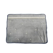 【近沢レース】巾着ポーチ付きブランケット　夢喰いバク（グレー）