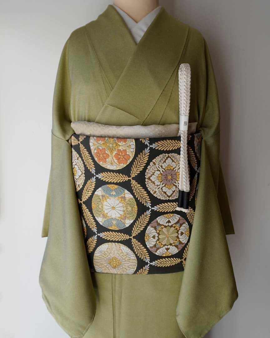 袷】苗色地 鮫 江戸小紋 一つ紋 | 大山キモノ・ちぇらうなぼるた