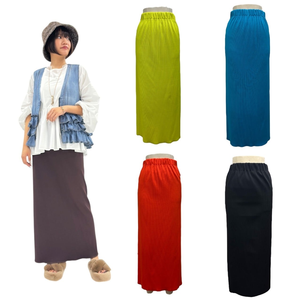 ayane アヤン 定番 リブ タイトスカート スカート 新品 細見え ロング ayane アヤン】リブ生地ペンシルスカート | otwostore
