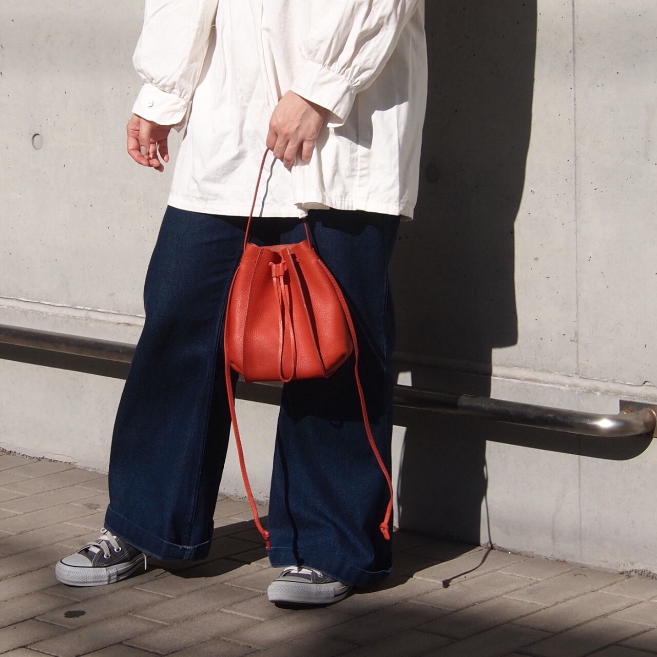 【saranam】tuck kincyaku bag/ 【サラナン】タック 巾着 バッグ