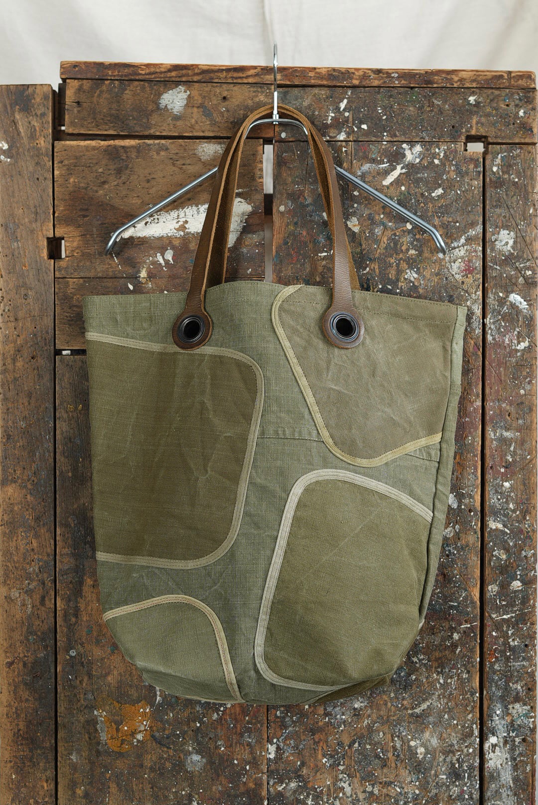 YVES ANDRIEUX - PATCH TOTE "DUFFEL BAG FLAP"+ LEATHER HANDLE