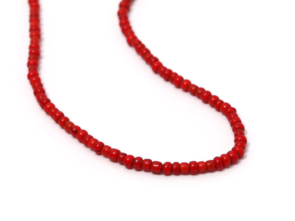 BHADUR バハドゥール ホワイトハートアンティークビーズネックレス RED