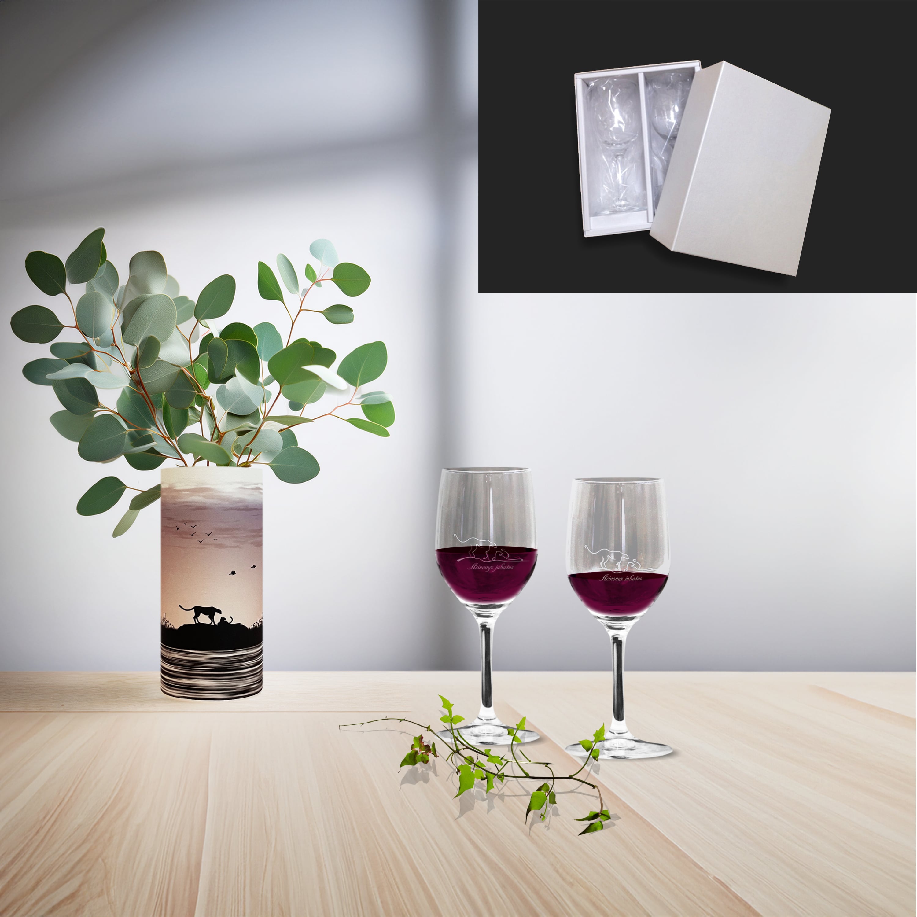 ワイングラス チーター ペアセット箱入り Wine glass In pairs