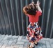ワイドパンツ&Tシャツのセット セットアップ ツーピース 花柄