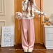 【2点セット】フェアアイル柄ファーフーディージップカーデ+パンツ ・79290