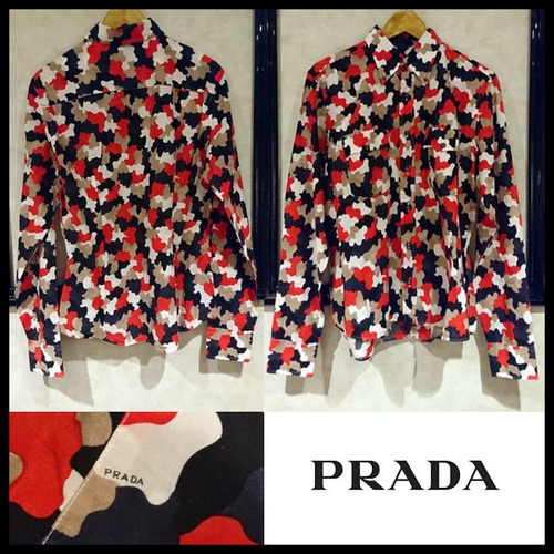 ★PRADA プラダ 迷彩 カモフラージュ柄 シャツ