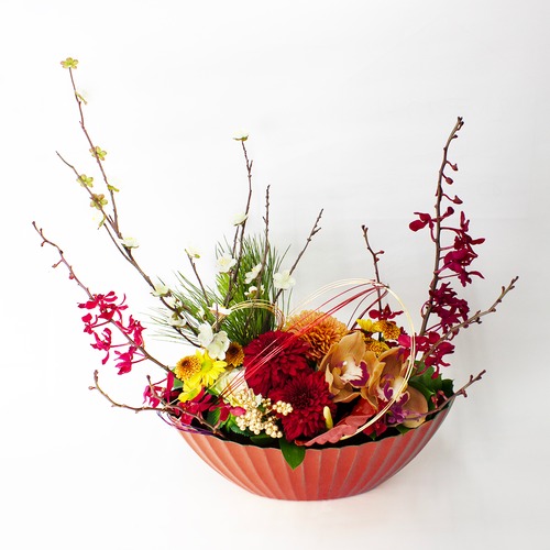 【2026迎春アレンジメントL（レッド）】｜迎春アレンジメント｜フラワーアレンジメント｜2026年｜令和8年｜お正月｜迎春