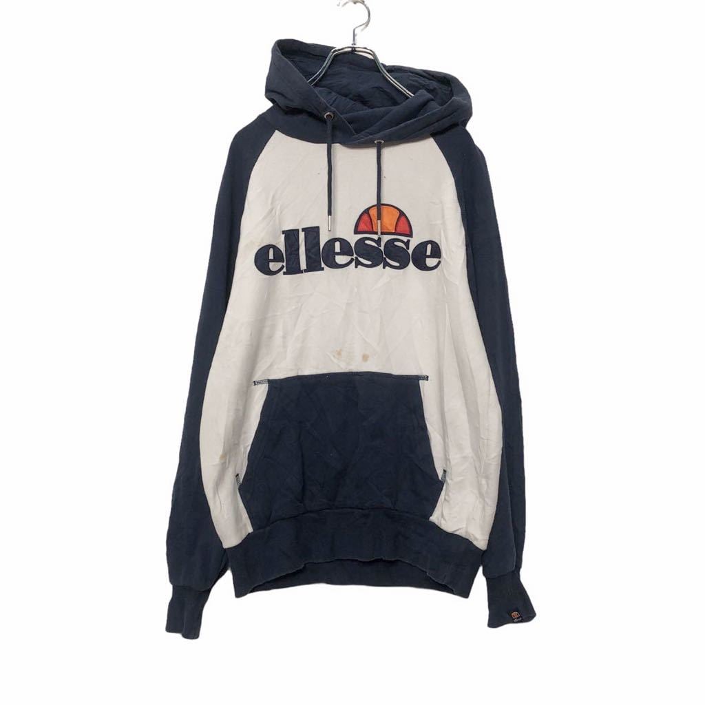 ellesse ロゴ スウェットパーカー Lサイズ エレッセ 切替 古着卸