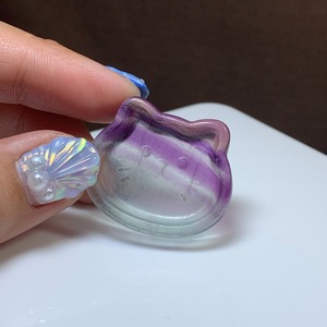 7.可愛い猫顔☆フローライト猫皿