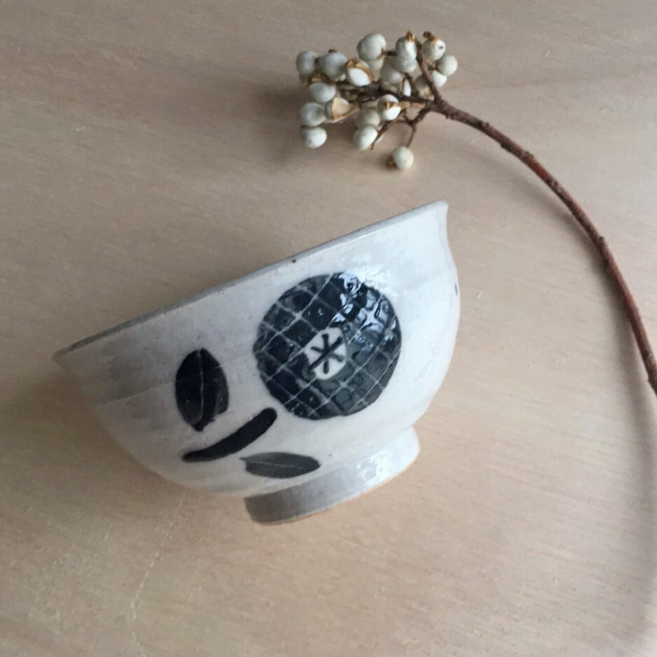 A1929 モノトーン花飯碗A | KANESAN1893