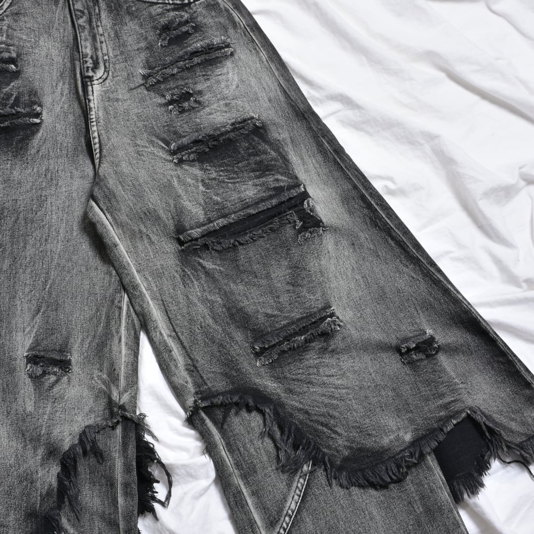 新作】フェイクレイヤードダメージデニムパンツ | VOLCAN&APHRODITE