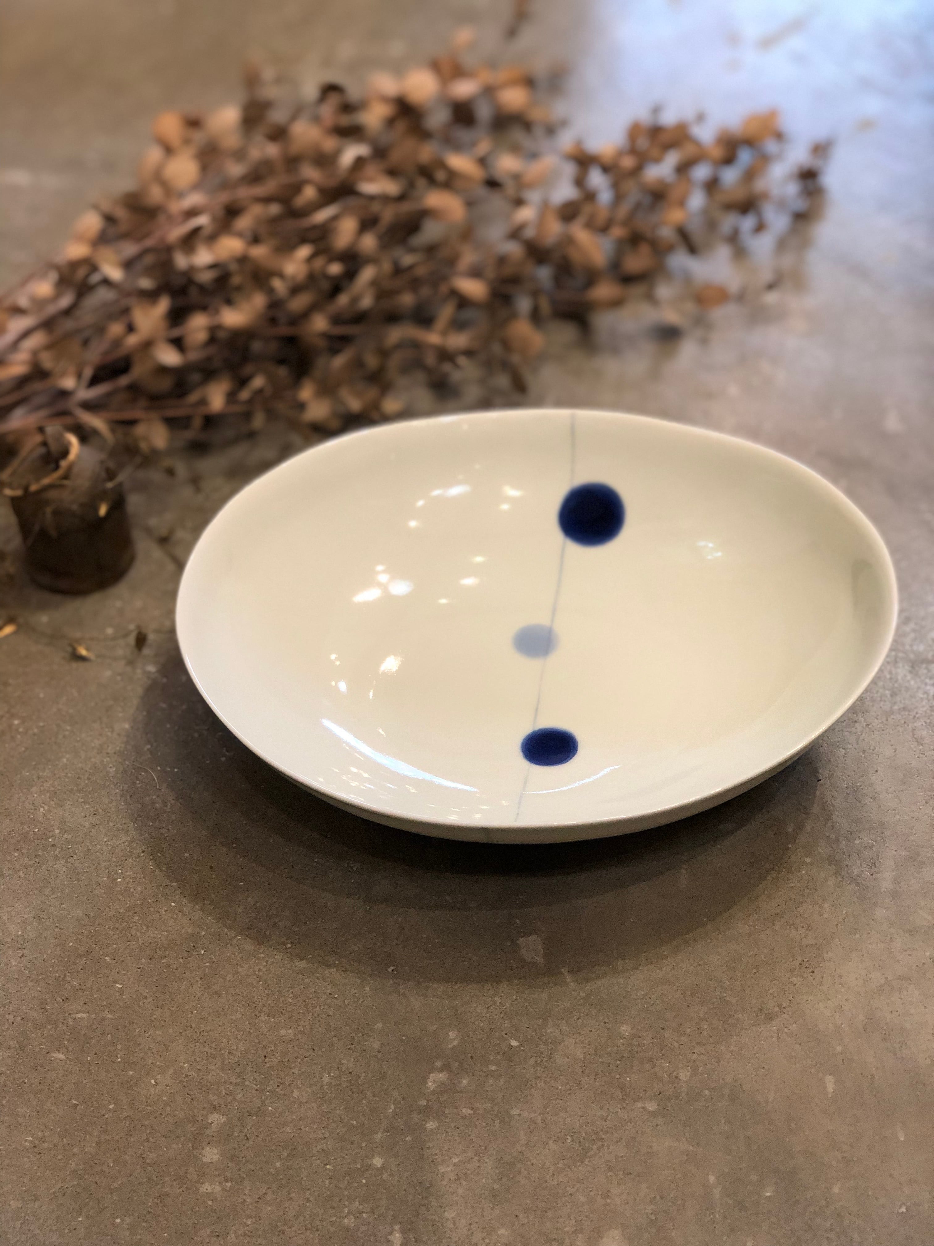 〈WEB陶器市〉楕円浅ボウル(大) 青玉