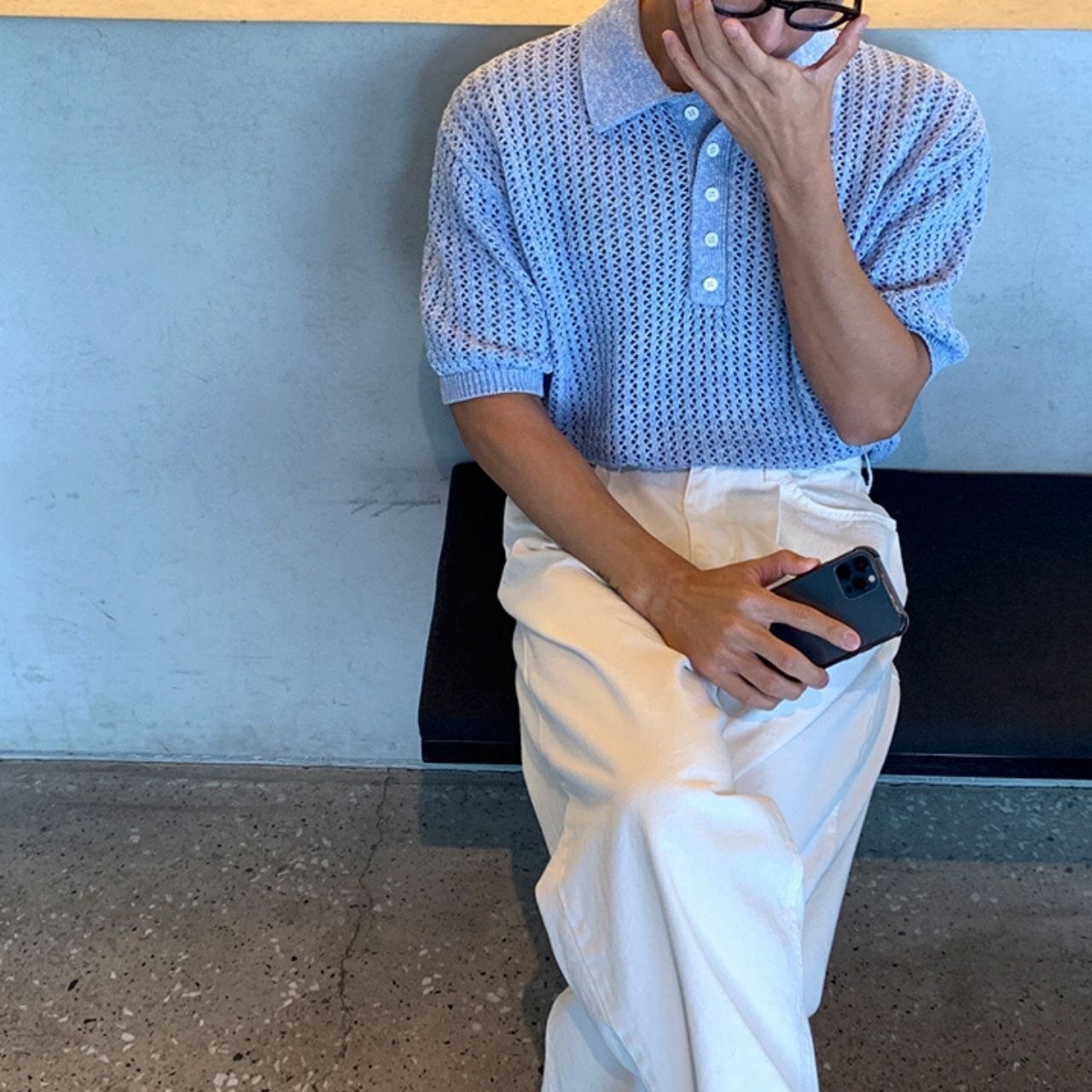 ルーズカラーニットポロシャツ　MT0080438