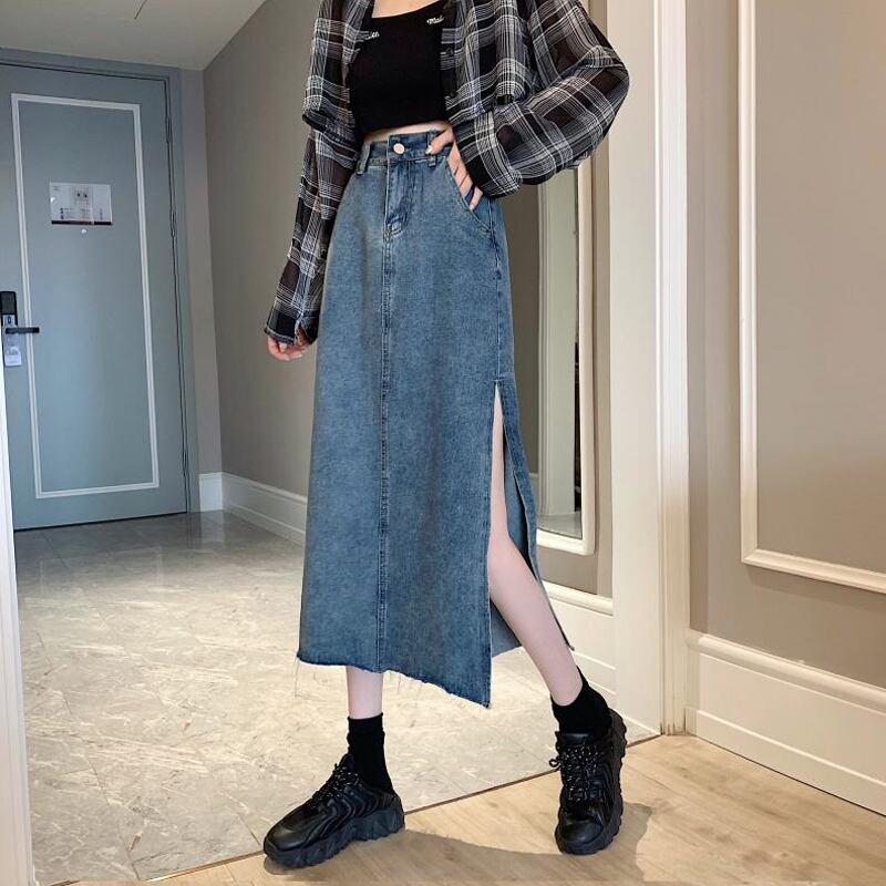 スカート スプリングオータムハイウェストウェストスリムAラインレディース 春物 秋物 試着室48521951385