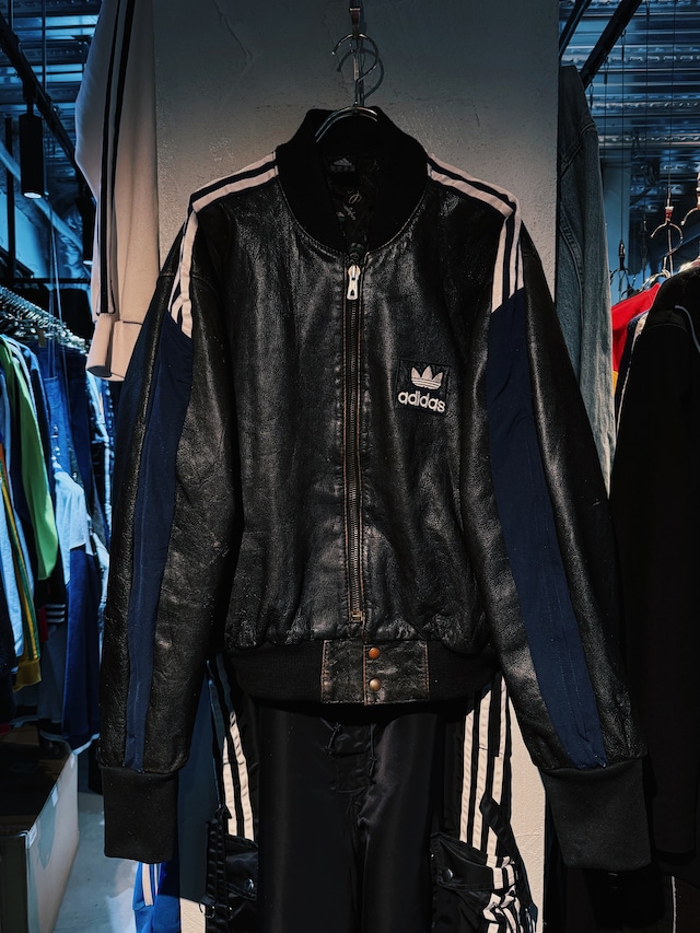 【D4C】special "original re:make" three stripe design vintage leather jacket three stripe edition 