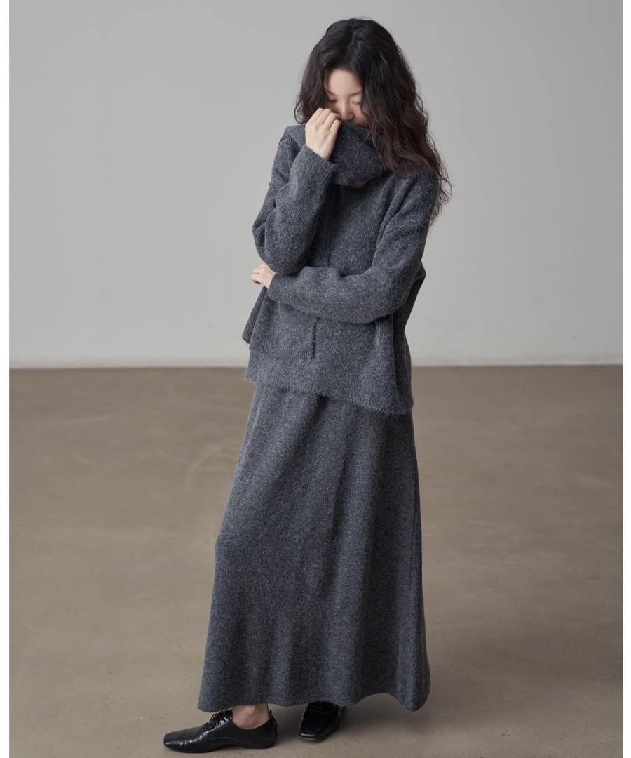 3点セット◆Vネックニット&スカート&スカーフ【s-40054】