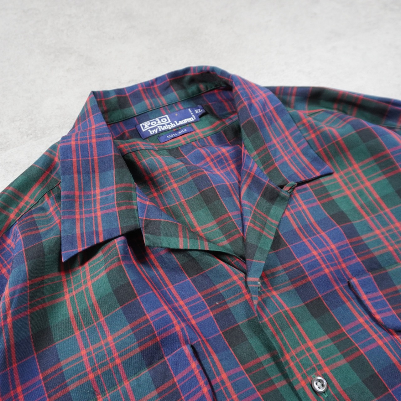 90s Polo by Ralph Lauren Pure silk open collar shirt XL 古着 - 3