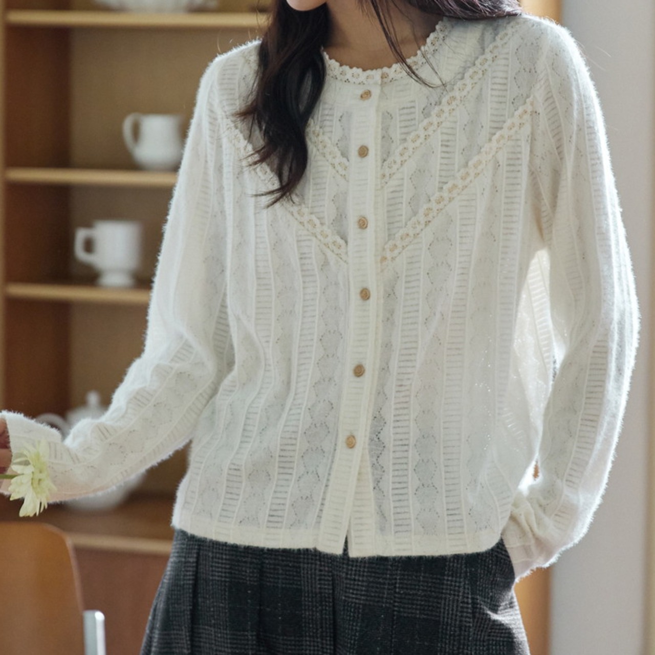 かぎ編みレースブラウス W01021