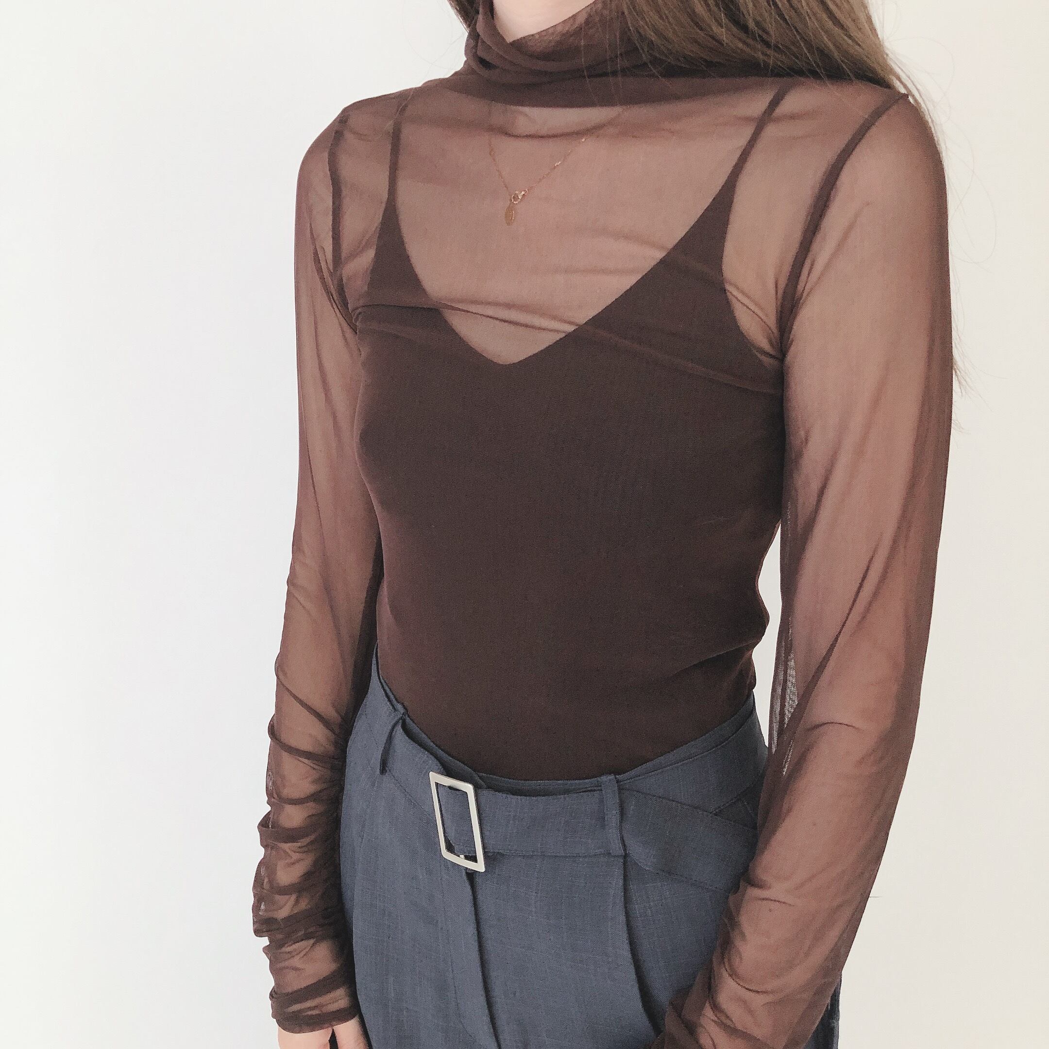 Sheer tops / brown(9月下旬発送予定)