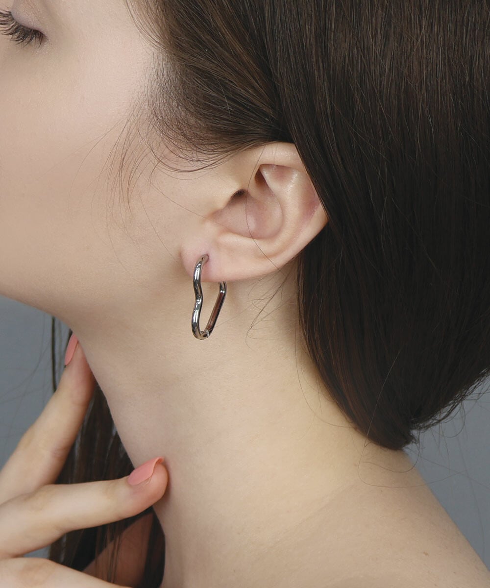 【SELECT】サージカルステンレス 316L ハート フープピアス / 金属アレルギー対応