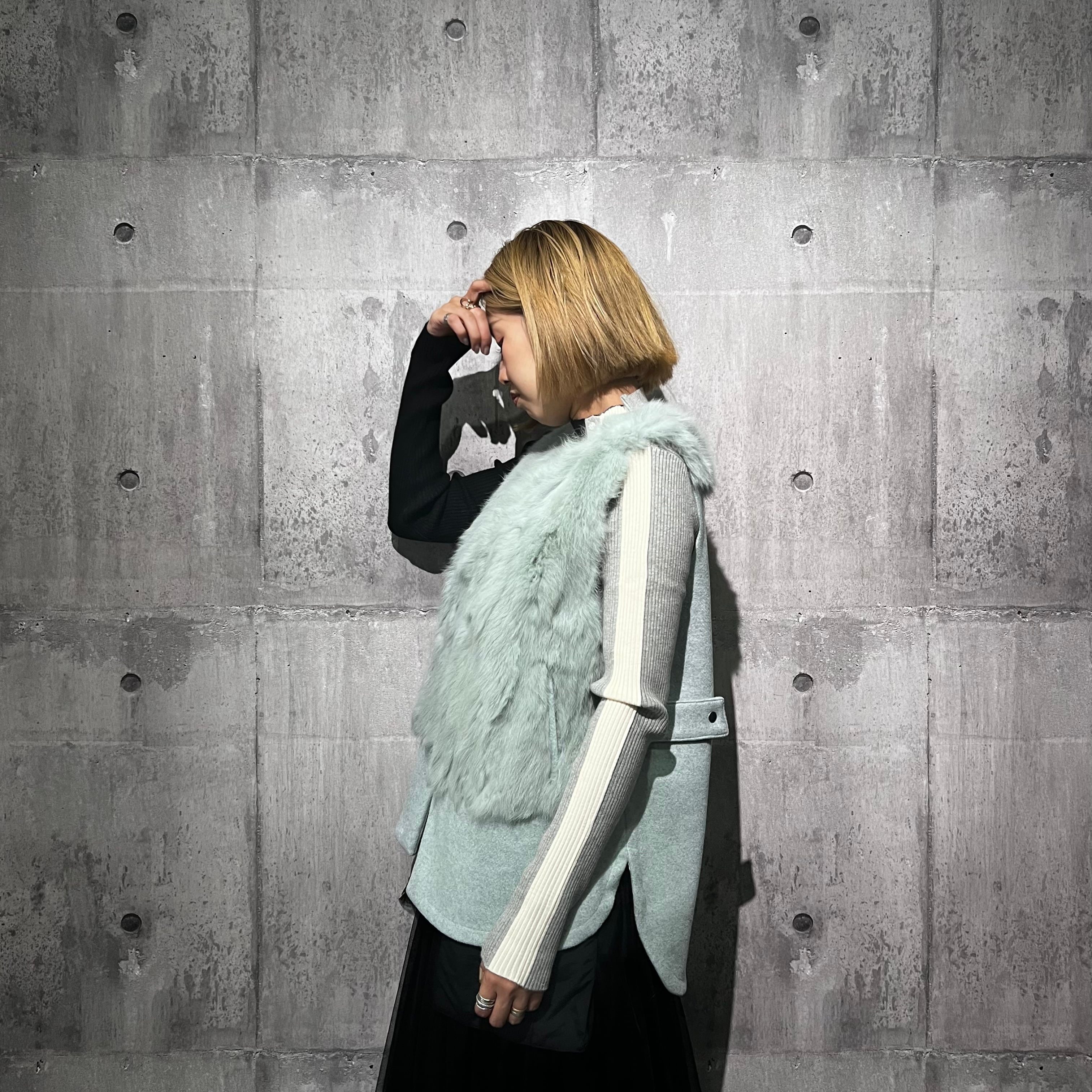 ファー&メルトンミドル丈ベストジレ ファー&メルトンミドル丈ベストジレ | SLOVNENYA スロヴネンヤ