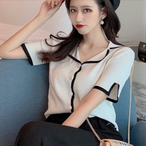 【送料無料】 Tシャツ 半袖 無地 バイカラー カジュアル系 大人可愛い ラウンドネック こなれ感 きれいめ ボタン 薄手生地 夏 30代 40代 レディースファッション 可愛い プチプライス お出かけ 女子会 デイリーユース お茶会 お呼ばれ ホワイト ブラウン