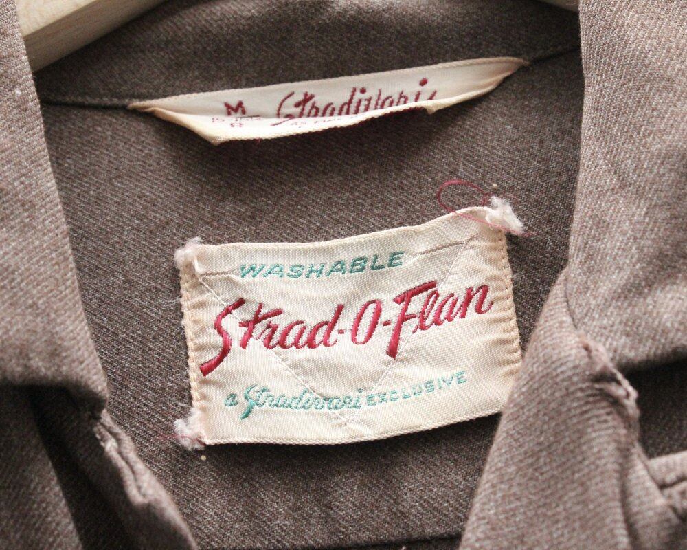 Vintage L/S Loop Collar Rayon Gabardine Shirt [1960s-] [Strad-O