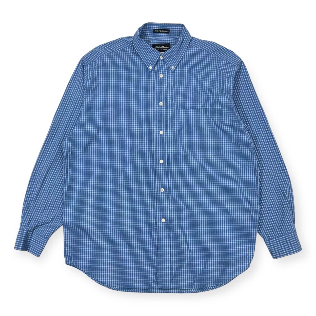 00s Eddie Bauer エディーバウアー チェック BD ボタンダウン 長袖シャツ M/ブルー メンズ オールド
