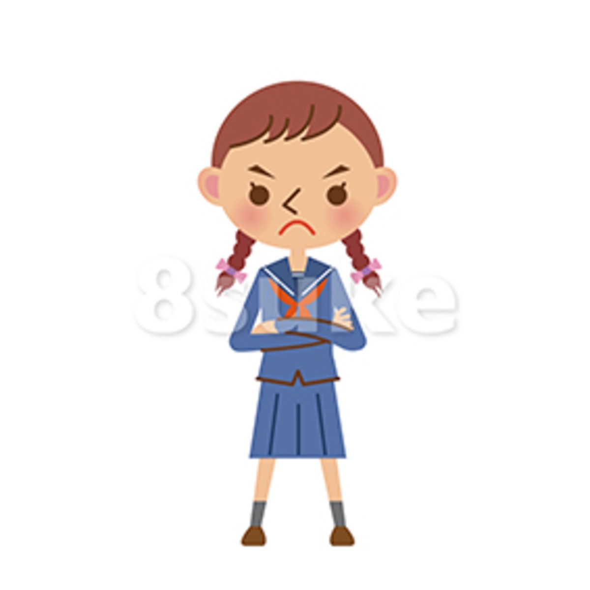 イラスト素材 腕組みをするセーラー服姿の女子中学生 高校生 ベクター Jpg 8sukeの人物イラスト屋 かわいいベクター素材のダウンロード販売