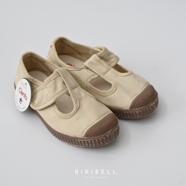 【Cienta】T-strap  Shoes - Sand (dyed) / シエンタ Tストラップ / brown sole / ブラウンソール