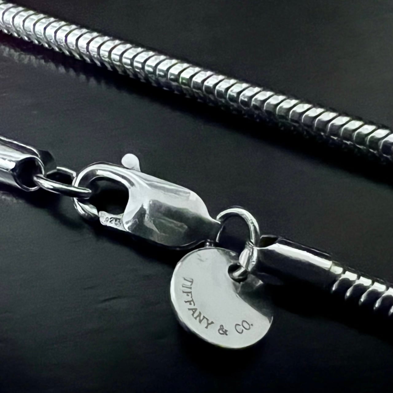 VINTAGE TIFFANY & CO. Tassel Pendant Necklace Snake Chain Sterling