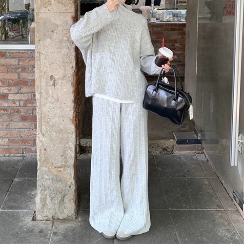 ジップセーター ワイドパンツ セットアップ    00125