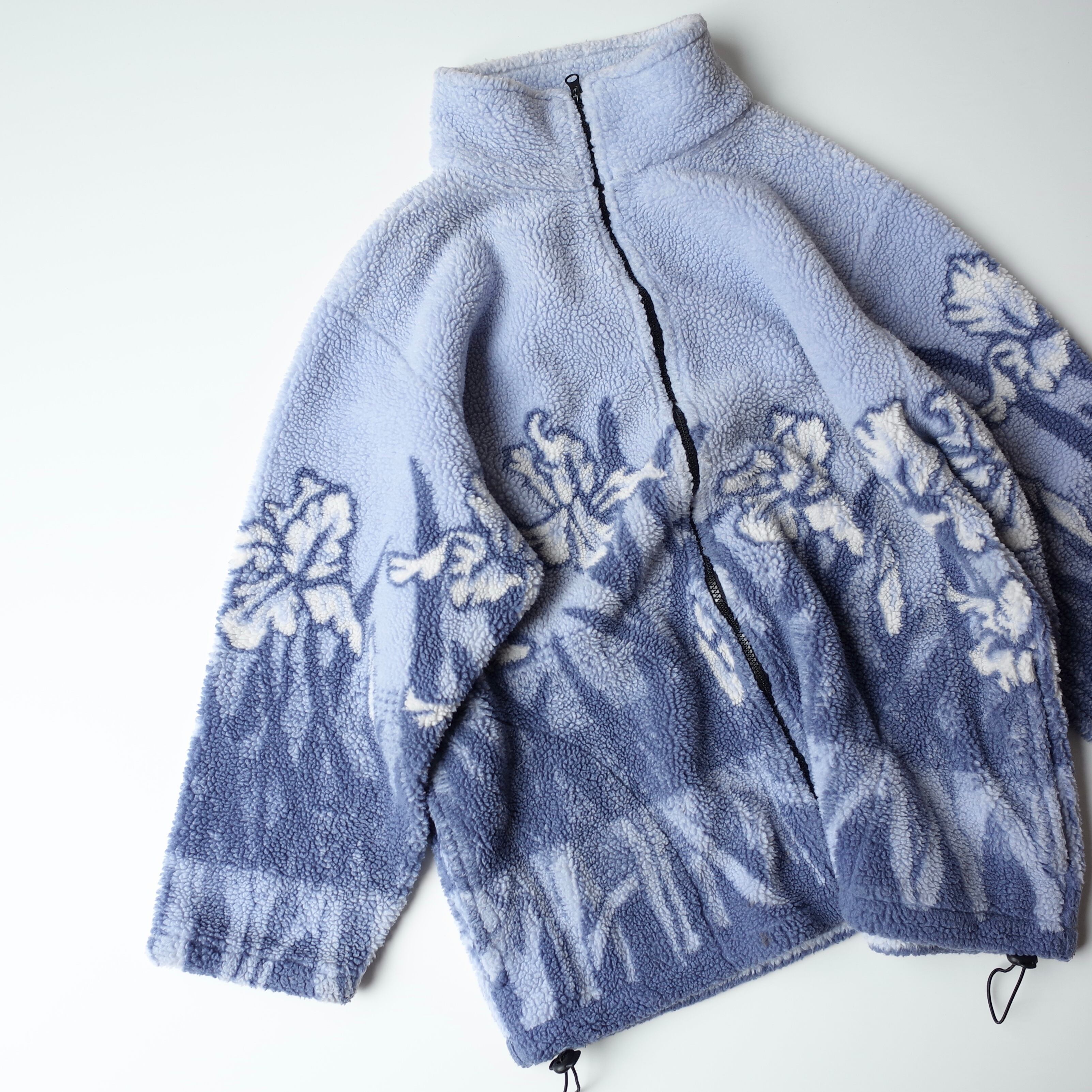 Flower print fleece jacket