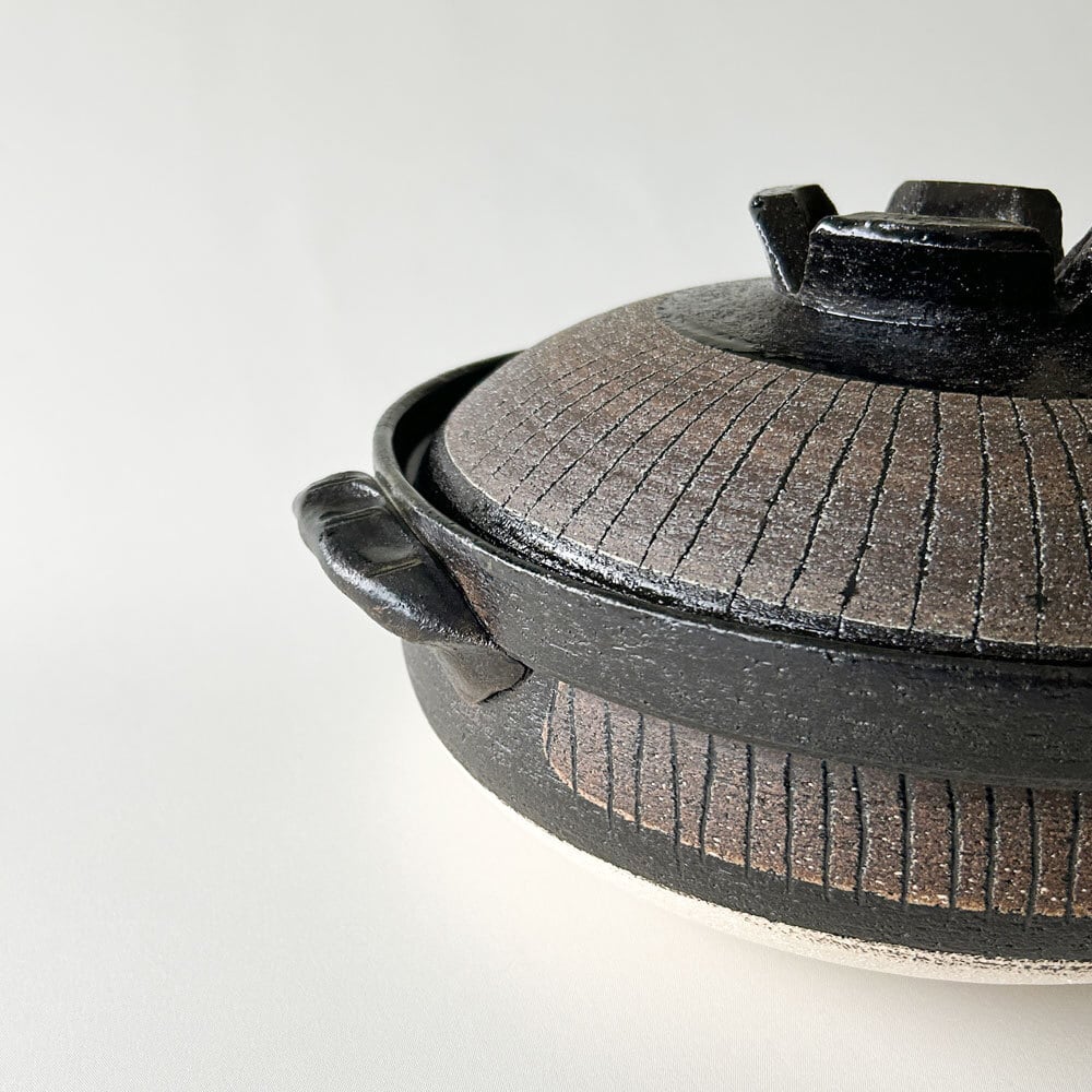 土鍋 9号 4〜5人用 直火専用 黒十草 萬古焼 | みのさらら