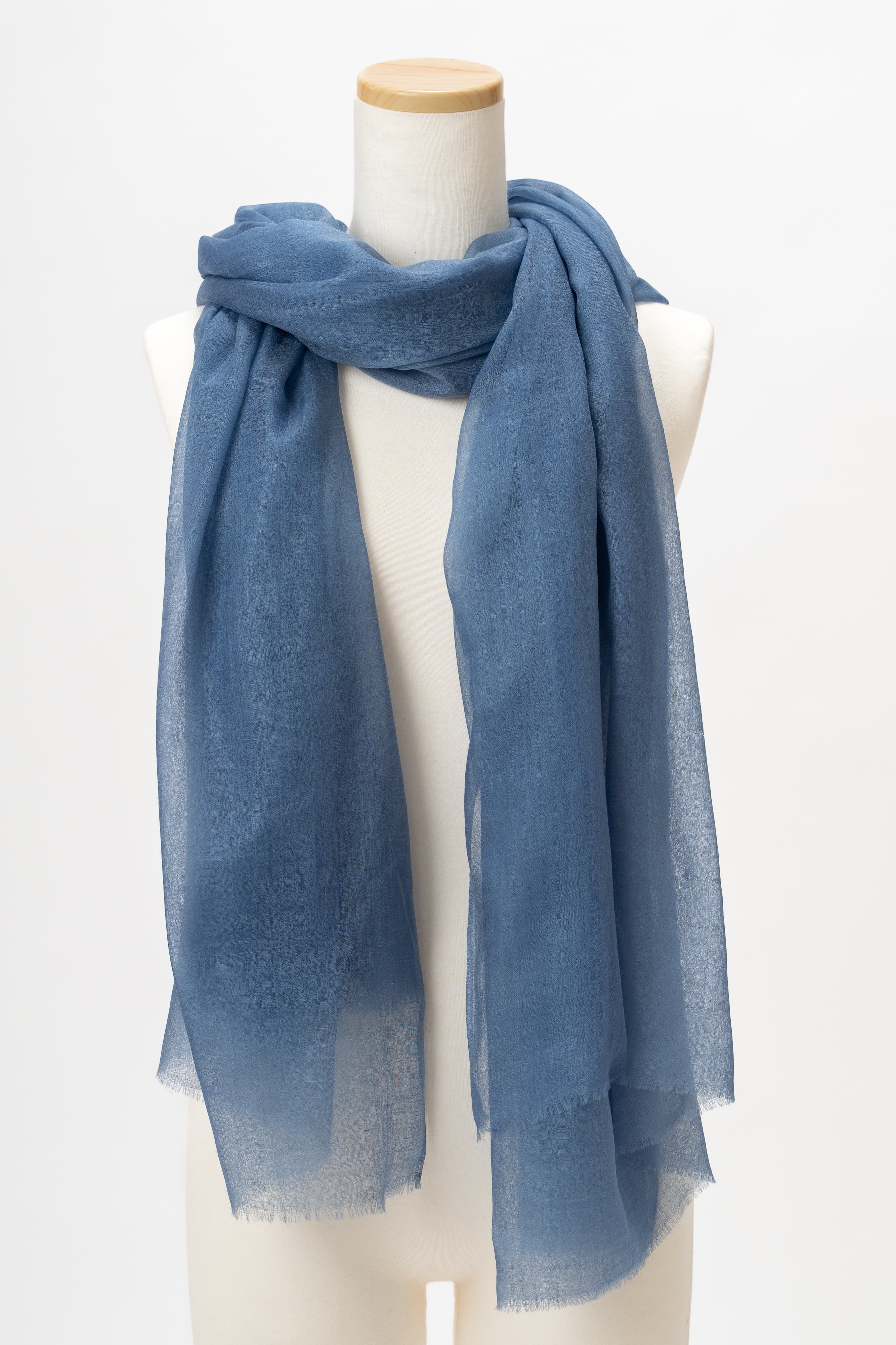Tango - タンゴ/グレイッシュブルー カシミヤストール100% 幅100cm×縦