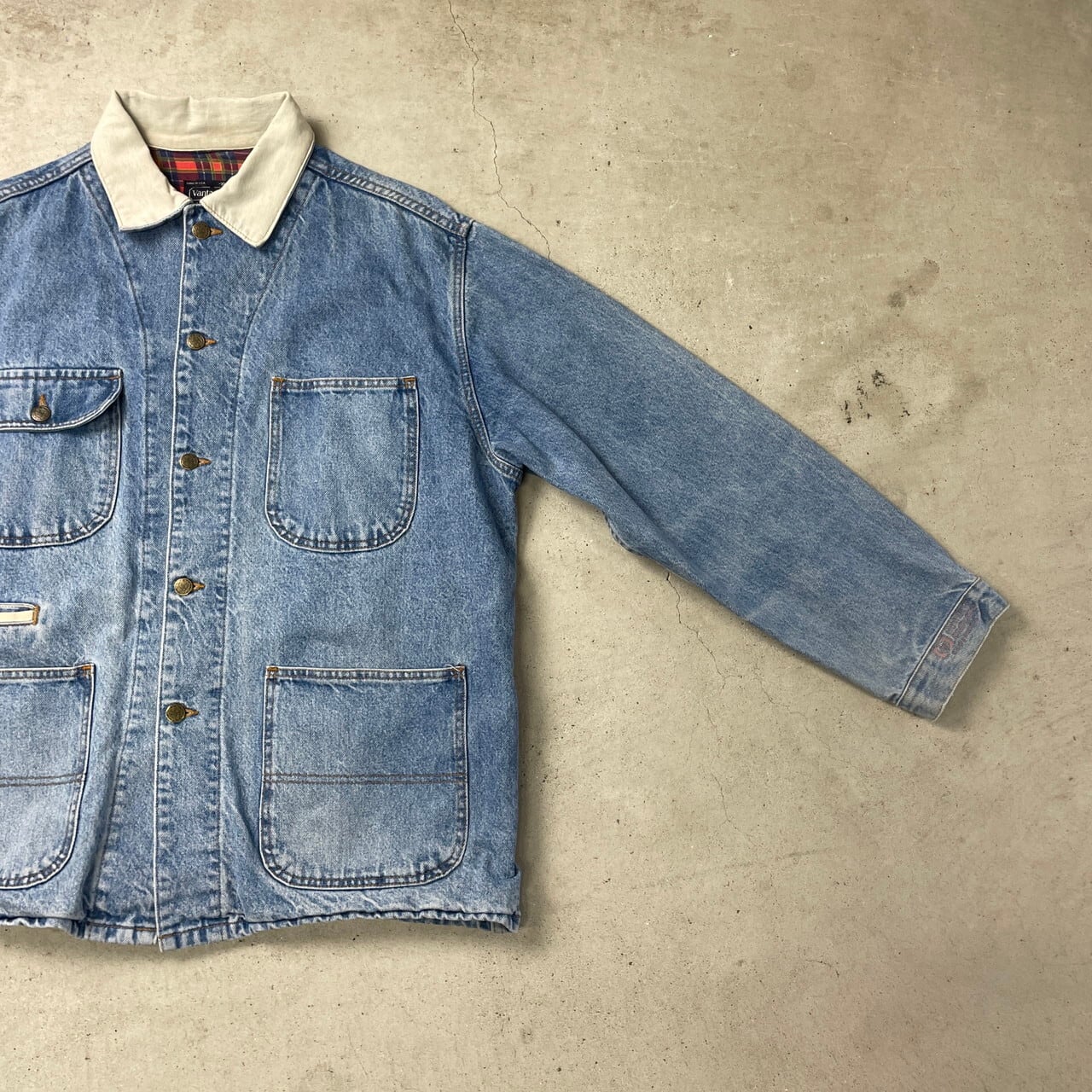 希少90s エスプリ スタンドカラーシャツジャケット　カバーオール古着ビンテージ 希少90s エスプリ スタンドカラーシャツジャケット カバーオール古着