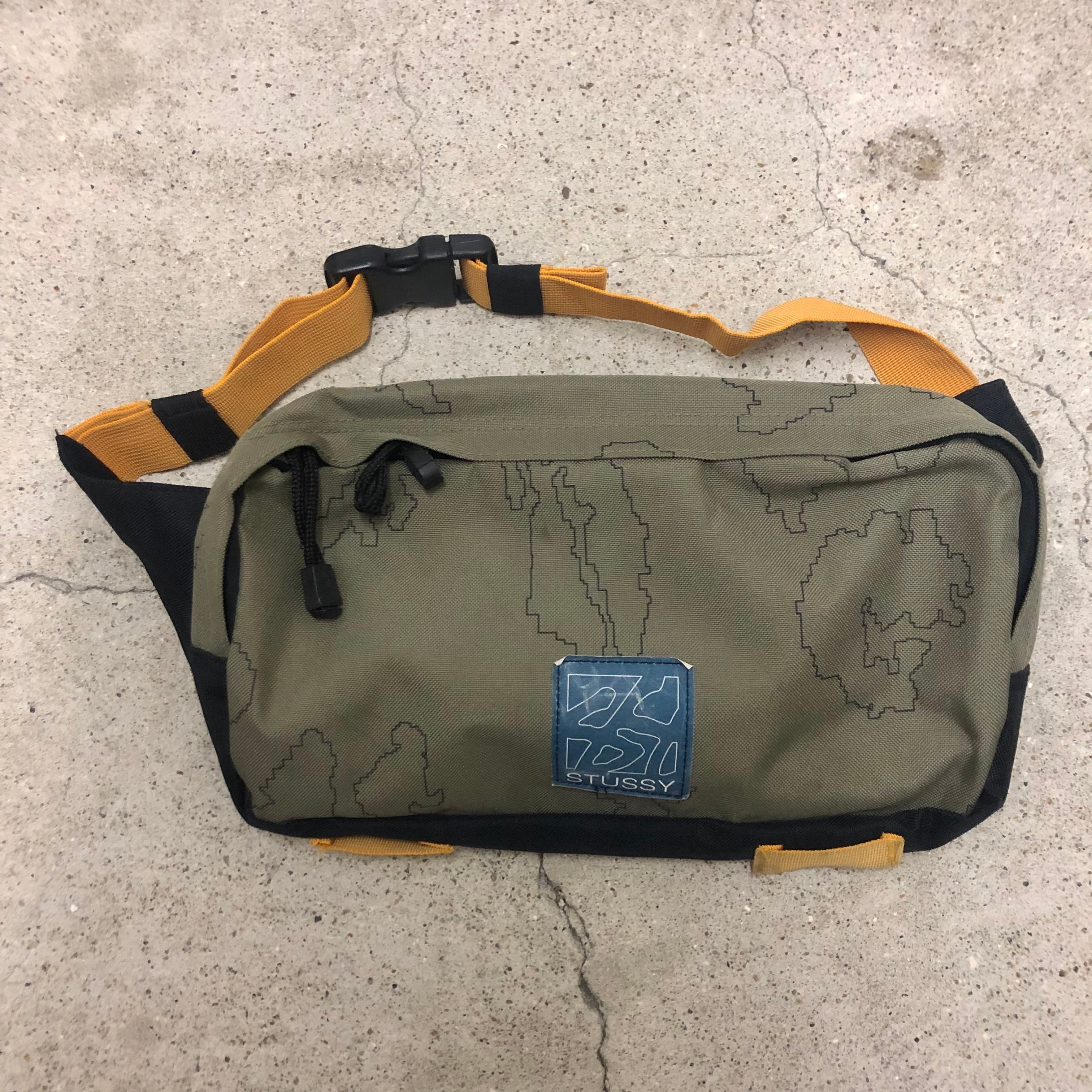 90s OLD STUSSY/2WAY BACKPACK/紺タグ/バックパック/カーキ/総柄