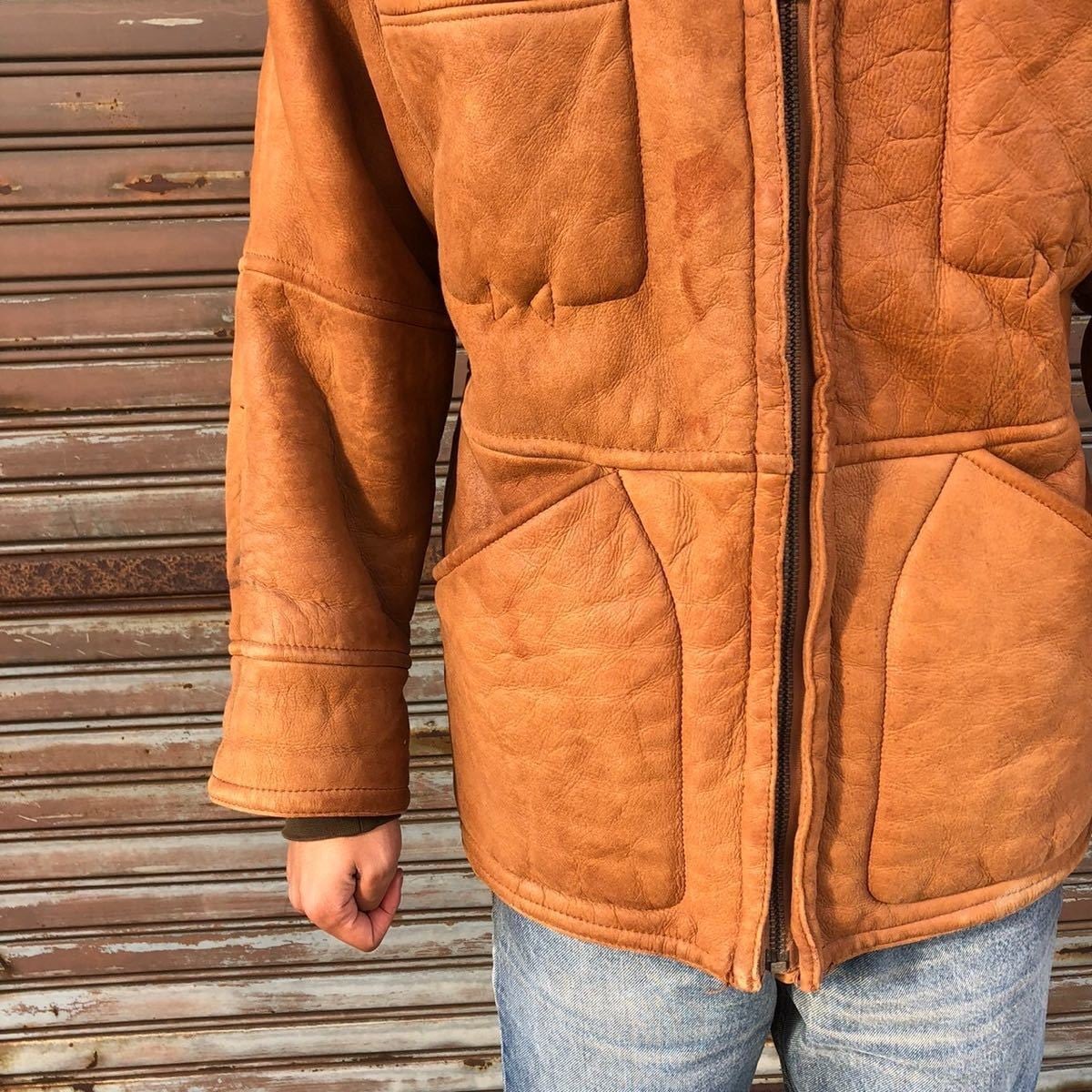 80s ユーロ イタリア製 リアルムートン フライトジャケット  