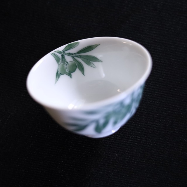 AS 平戸松山窯 クロム六彩花煎茶碗