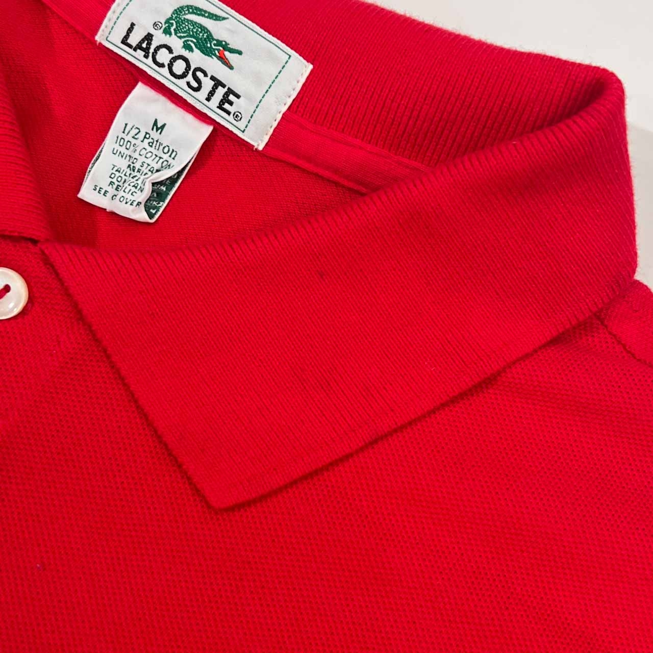 USA製 90s LACOSTE ラコステ 1/2 Patron 半袖 鹿の子 ポロシャツ M /赤 レッド/アメラコ/ビンテージ
