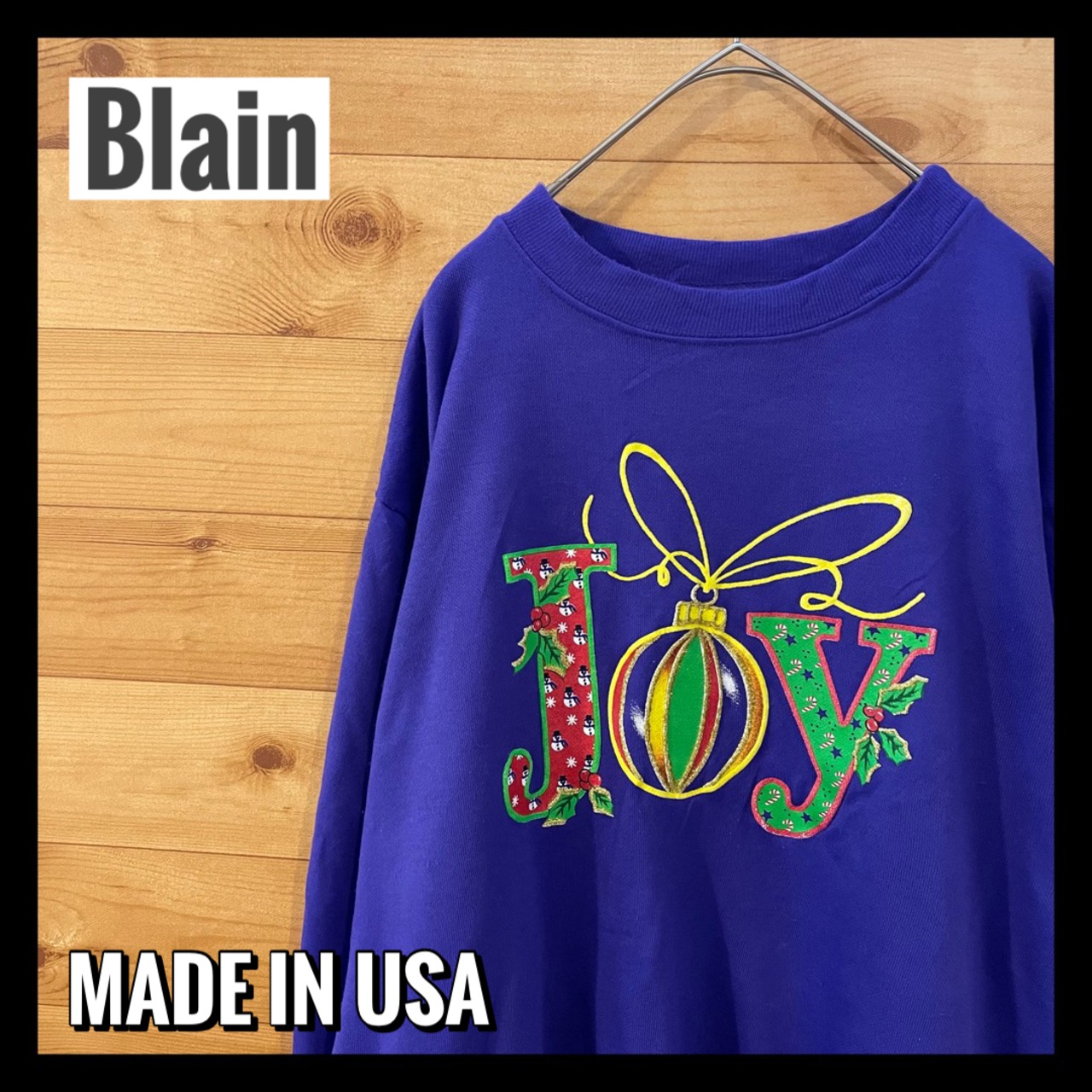 Blein Usa製 プリント ロゴ かわいい系 アクリル素材 薄手スウェット レディースl相当 Us古着 古着屋手ぶらがbest