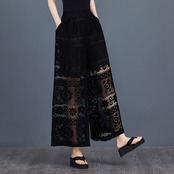 レース装飾 ワイドパンツ  30087