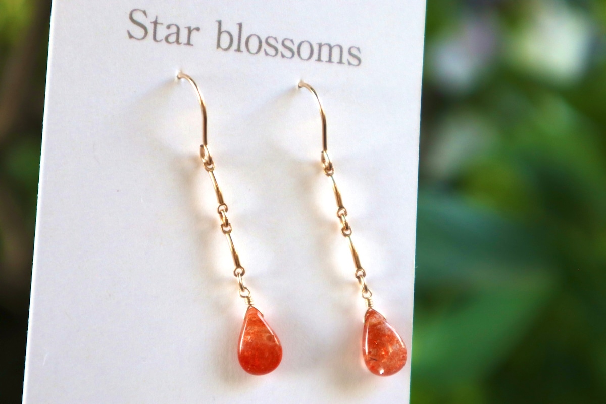 サンストーン バーピアス/イヤリング | Star blossoms